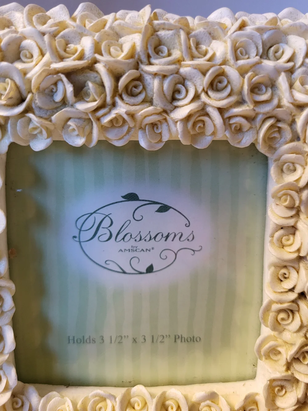 Vintage 1990s Blossoms By Amscan Ivory Rose Decorative Photo Frames - Set of 2